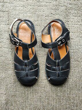 MARNI Black Leather Flat Fisherman Sandals with Buckles Size 38.5 | 8.5